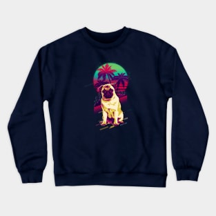 PUG Dog Retro Sunset Style Crewneck Sweatshirt